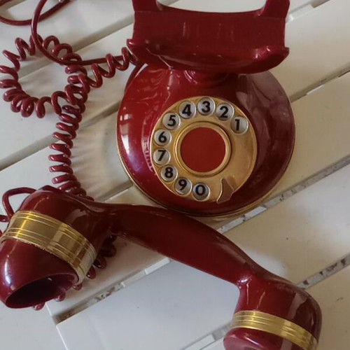 Vintage Italian Telephone 1970s used with 18K gold-plated details