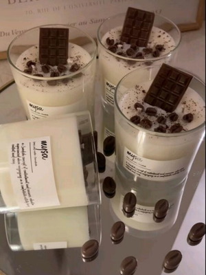 Handmade plant-based candle with coffee and chocolate scent