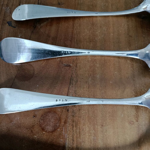 Silver-plated forks and spoons used, set of 14, vintage design