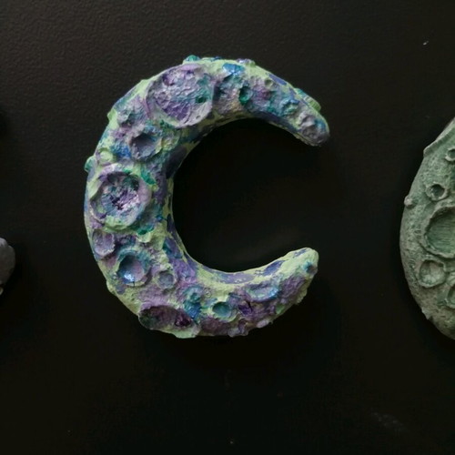Handmade moon magnets gypsum new, painted with acrylics