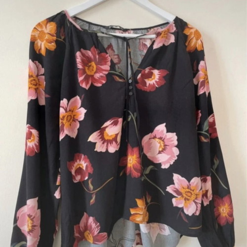 Stradivarius floral blouse, black multicolor, size L