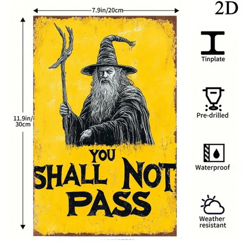 You Shall Not Pass Gandalf Metal Wall Sign new 20x30cm