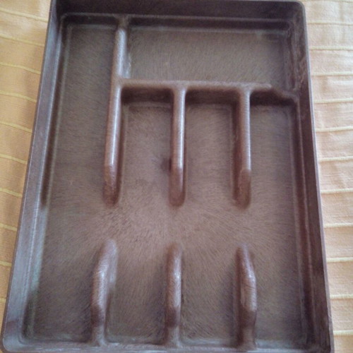 Biofal cutlery tray used, plastic wood imitation