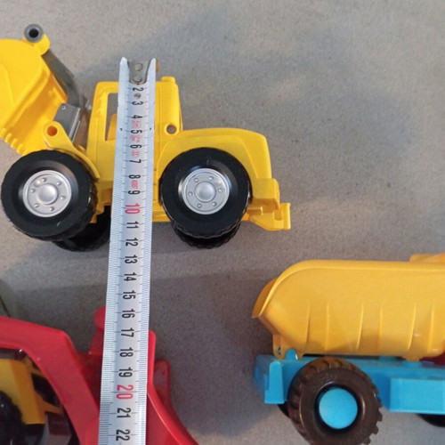 Toy dump trucks used, set of 3 pieces