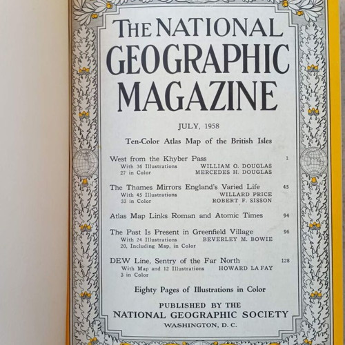 National Geographic magazine American edition, 1953 and 1958 volumes
