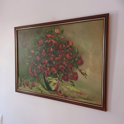 Oil painting signed, used, 75x56 cm framed