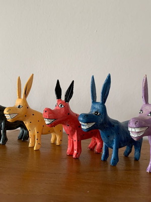 Wooden Donkeys handmade, pack of 5, new
