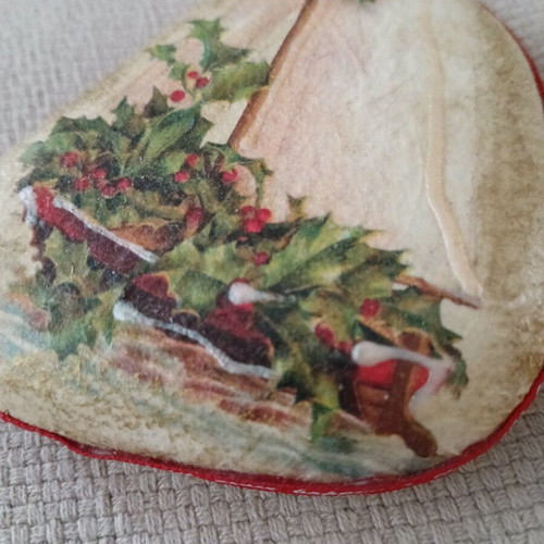 Handmade Christmas decoration like new, painted stone