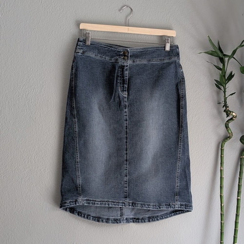 S.Oliver stretch denim midi skirt, blue