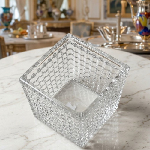 Vintage Τετράγωνο Κρυστάλλινο Βάζο Μπολ 1980s heavy cut glass σαν καινούργιο