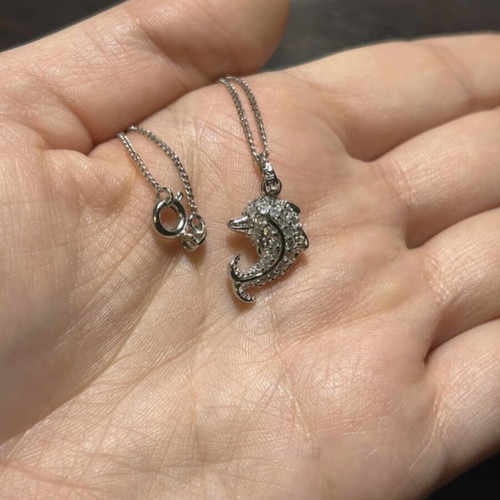 Dolphin Necklace like new, silver color