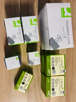 Office supplies pack new with sticky notes and clips