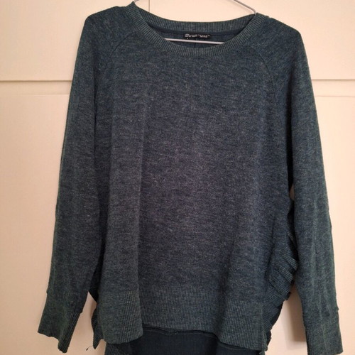 Zara women's petrol knitted top with side cut detail like new