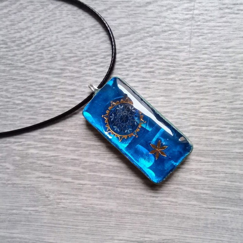 Handmade double-sided necklace new, blue and turquoise