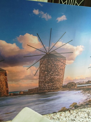 Large double-sided printed painting used, beach from Kallithea Attica
