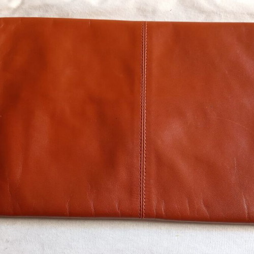 Leather clutch bag, camel color, soft leather
