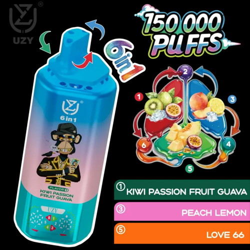 Uzy 150k Puffs Vape, Kiwi Passion Fruit Guava flavor
