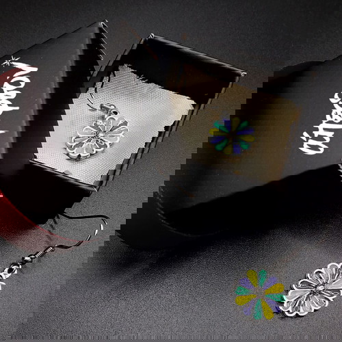 Σκουλαρίκια λουλούδι καινούργια με πολύχρωμο σμάλτο και ασημί γάντζο