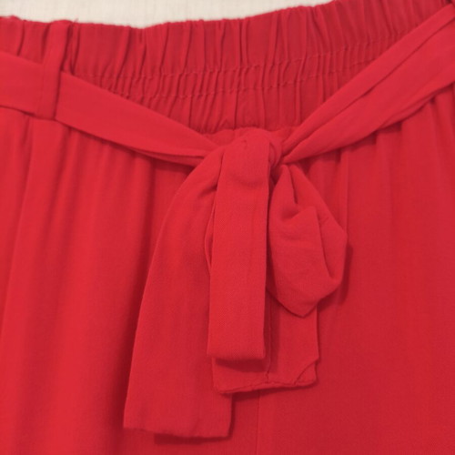 Paperbag high-waist pants with belt used, coral red, size M/L