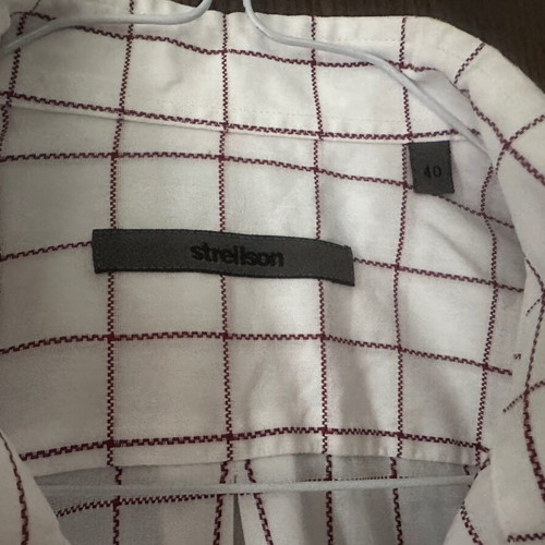 Strellson men's shirt M white with burgundy stripes like new