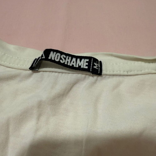 NoShame T Shirt men's white medium used with sleeve design