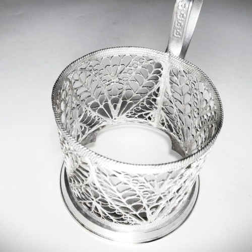 Set of six silver filigree glass holders new, 480g