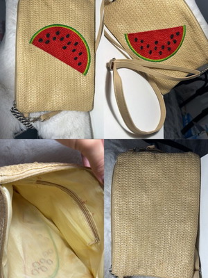 Bag used, beige with watermelon design