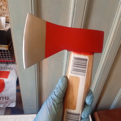 Small hand axe with wooden handle like new