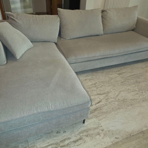 Norman Entos corner sofa 2.55x1.65 m, light grey fabric
