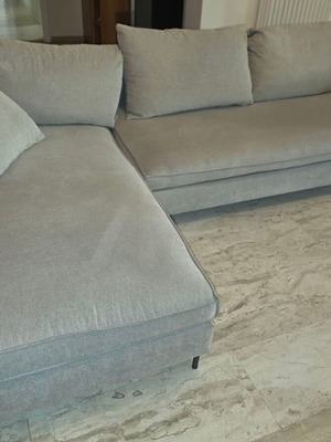 Norman Entos corner sofa 2.55x1.65 m, light grey fabric