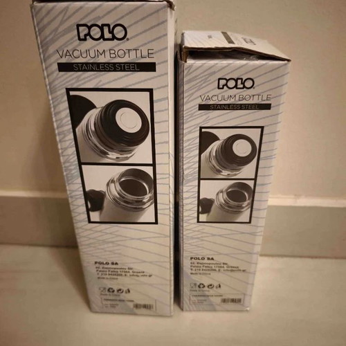 Polo Stainless Steel Vacuum Bottles 500ml & 750ml Silver new, set of 2