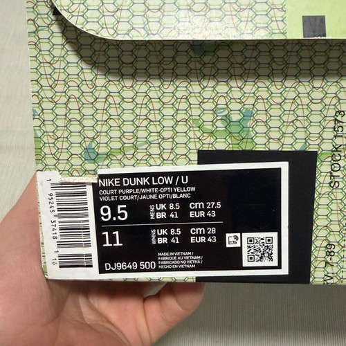 Nike Dunk Low UNLA sneakers used, white and purple, size 43