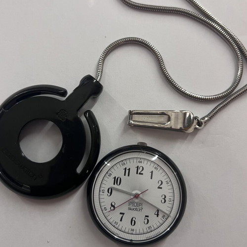 Swatch Pop Memento pocket watch 1993, black and white