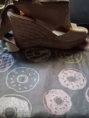 Wedge sandals shoes new, beige, size 38