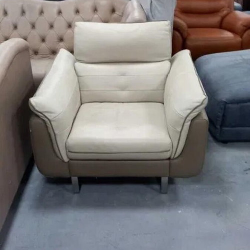 Positano leather armchair new, cream with beige upholstery and movable backrest