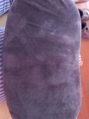 Supportive foam back-lumbar cushion, grey velour 40x27 cm with strap and clip
