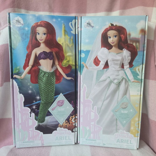 Disney Store Ariel Doll Set with Classic and Wedding Ariel