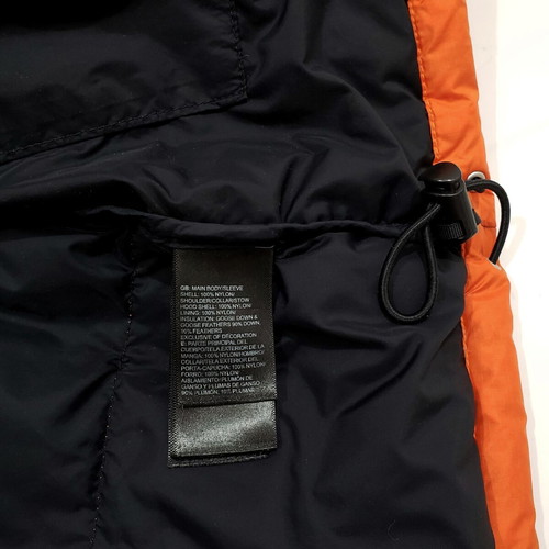 The North Face Nuptse 1996 Down Puffer jacket, men's XS-S, black and orange