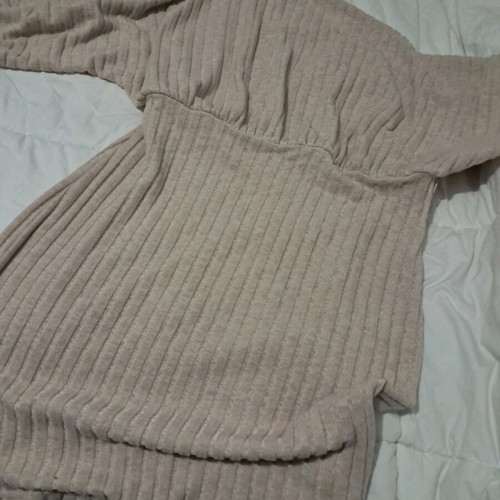 Shein mini dress with fine knit, like new, beige, size XL
