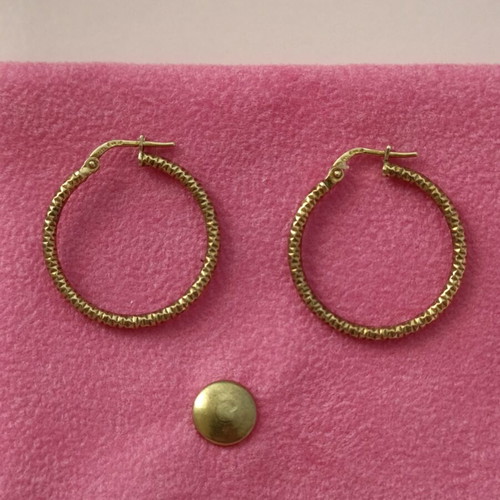 Silver hammered hoop earrings 925 with gold plating new