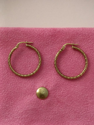 Silver hammered hoop earrings 925 with gold plating new