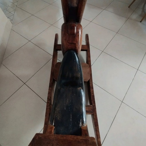 Handmade rocking motorcycle made of solid wood custom order