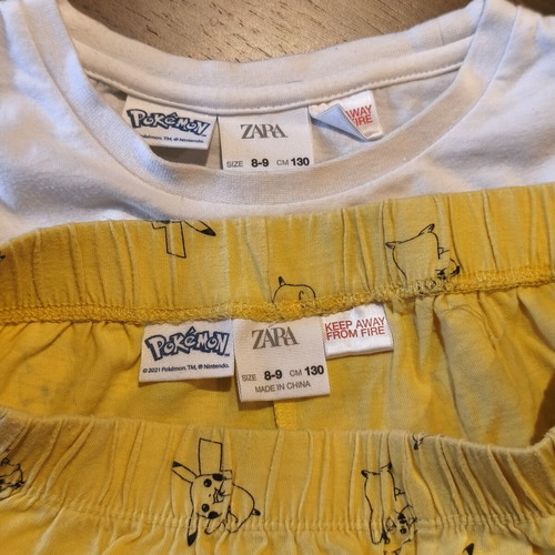 Zara Pokémon sleepwear set like new, 8-9y 130cm