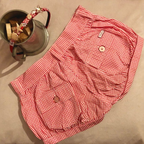 Miss Ebita checked beach shorts for 6-7 years with handmade hairband gift like new