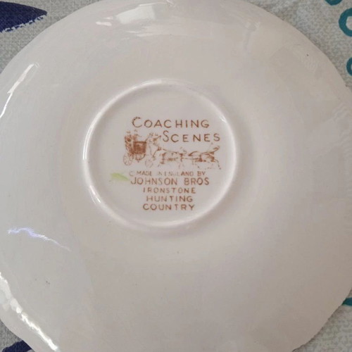 Vintage coffee set Coaching Scenes by Johnson Bros, iron stone, like new