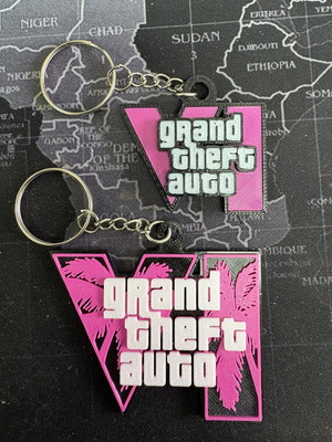Grand Theft Auto VI Keychain New 3D Printed Vice City Design