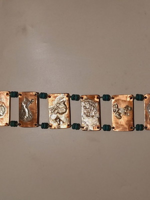 Handmade bracelet of copper and 925 silver new with turquoise stones