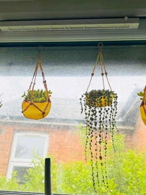Decorative stickers pots new, set of 4 hanging pots and 9 butterflies
