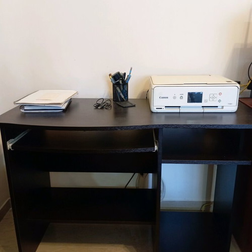 Desk used wenge color with drawer and shelves for Pc tower
