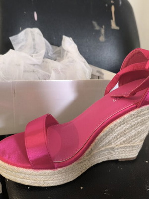 Wedge platform sandals, fuchsia, size 39